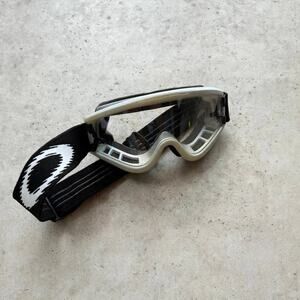 Vtg 90s Oakley white Motocross O Frame Goggles Silver Night Ski Snowboard Glass